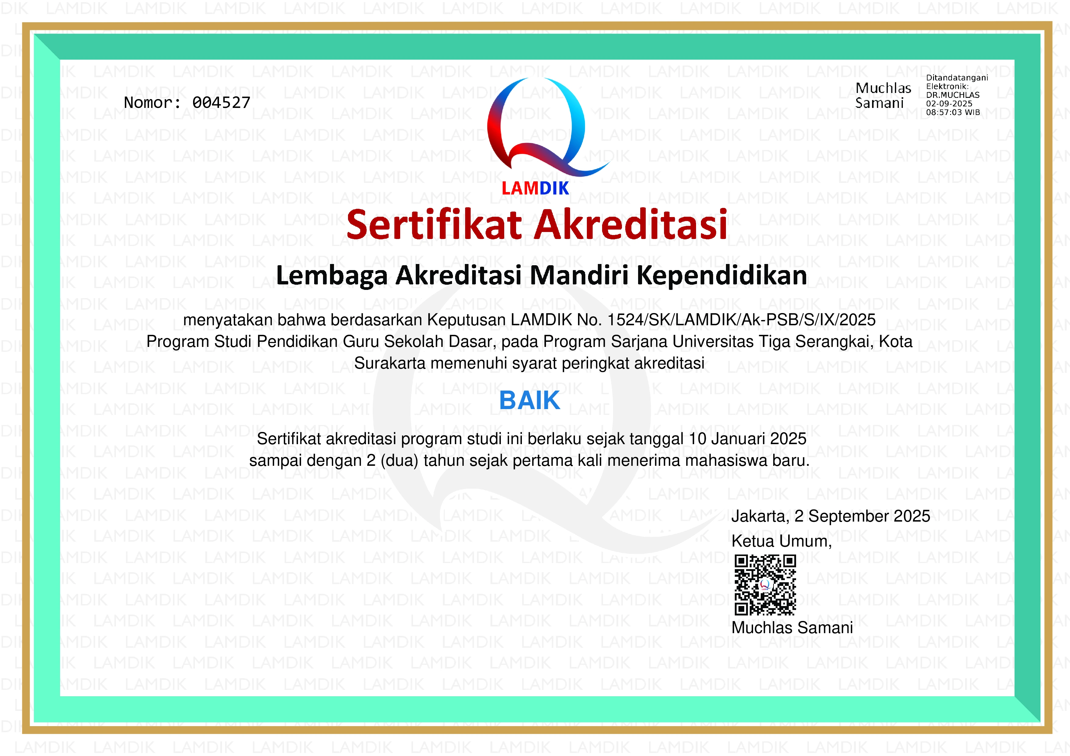 Dokumen akreditasi Terakreditasi